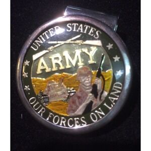 Money Clip United States Army Round "Our Forces On Land" Army Beautiful